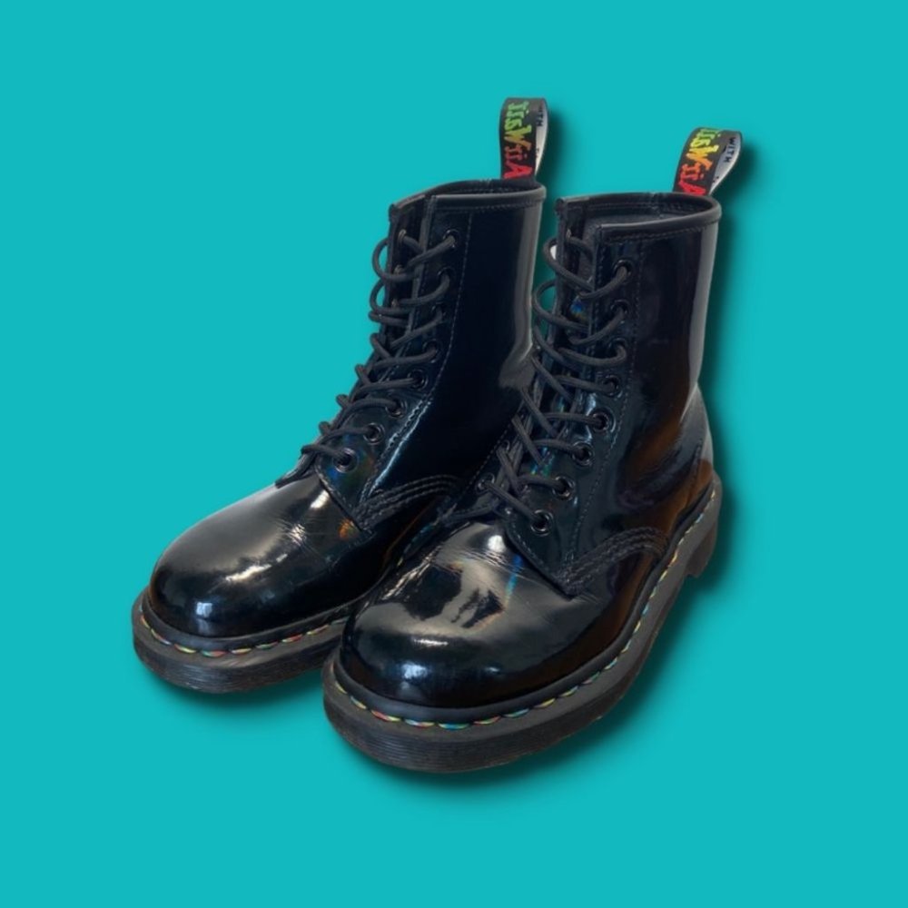 Dr. Martens 1460 Rainbow Patent Vegan Leather Boots [RARE!]